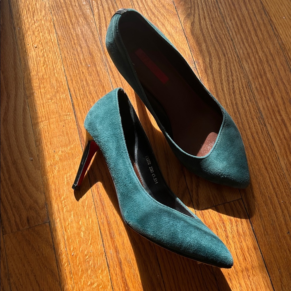 Staccato Teal Suede Heels